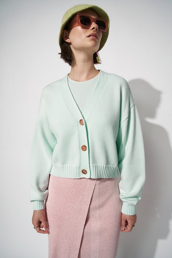 100% Organic Knitted Marl Cropped Cardigan
