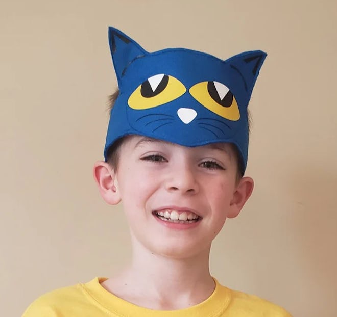 Boy wearing Pete the Cat headband