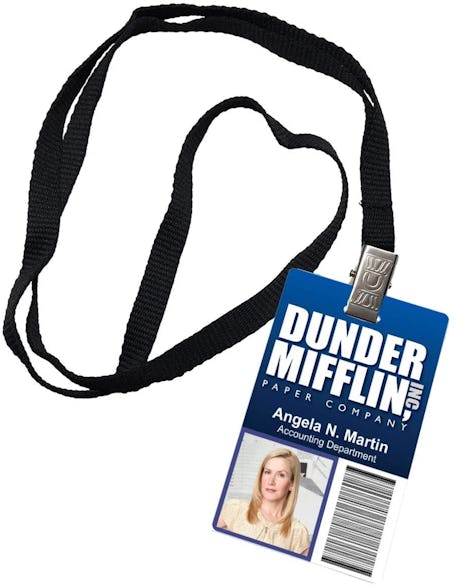 Amazon Angela Martin Dunder Mifflin Inc. Novelty ID Badge The Office Prop Costume