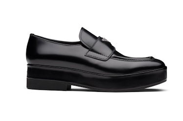 Prada's black brushed leather loafers. 