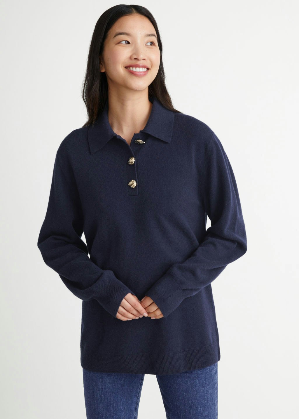 knit polo sweatshirt