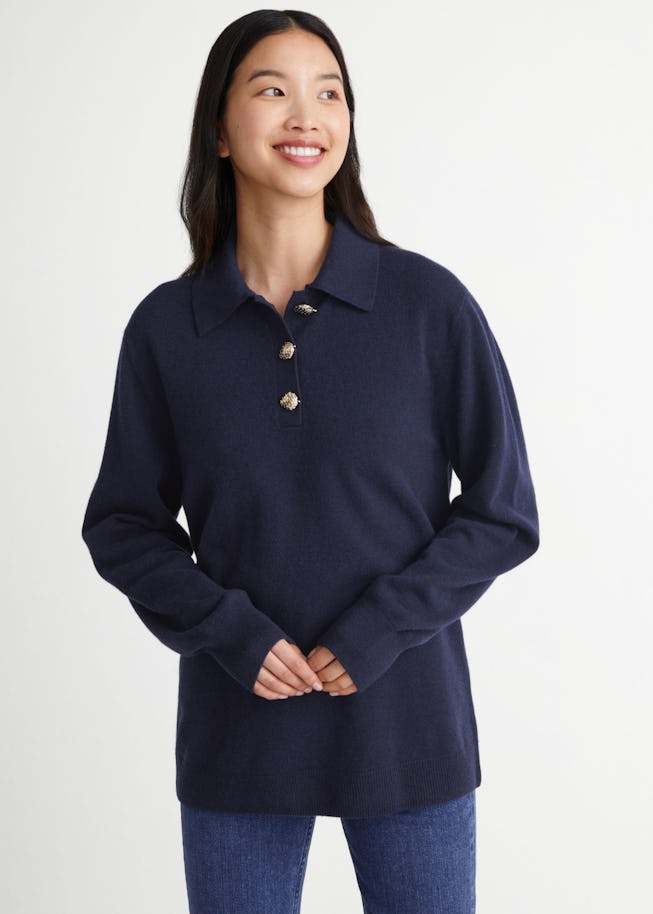 Wool knit polo sweater Clearance
