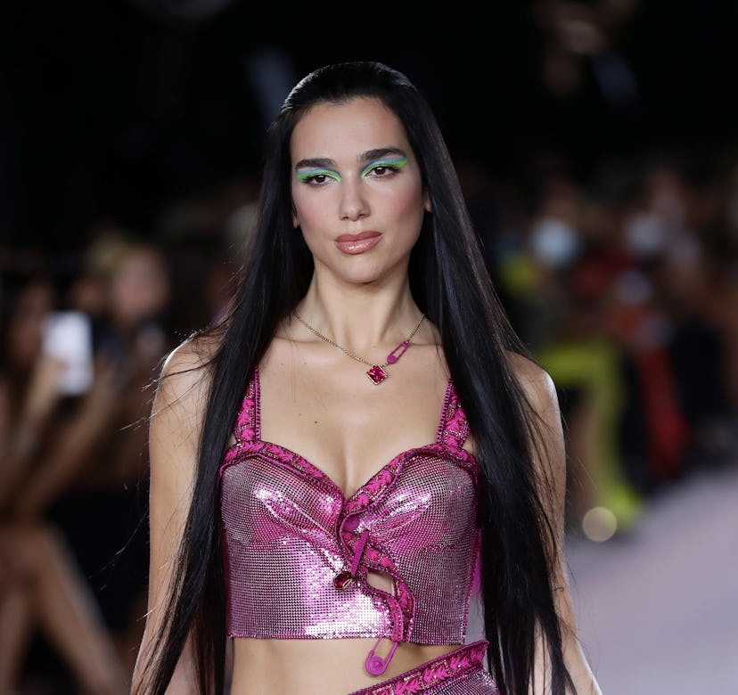 Dua Lipa walks the runway at the Versace fashion show during the Milan Fashion Week - Spring / Summe...