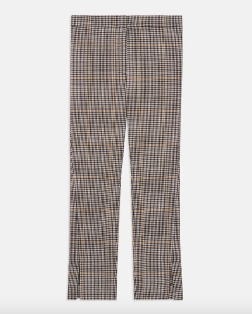 Straight Slit Pant in Plaid Wool