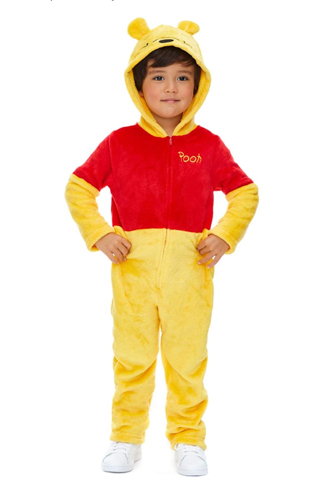 Little boy posing in Winnie the Pooh costume