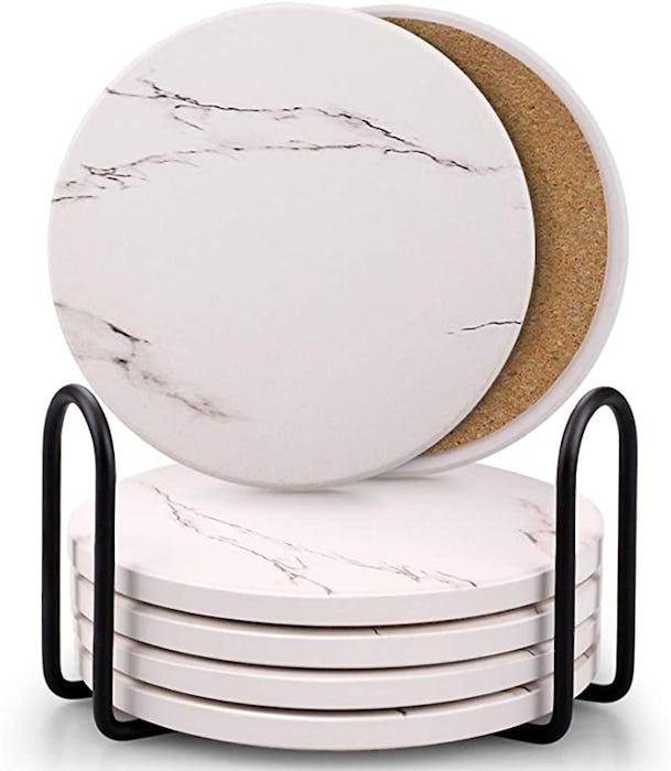 Comsmart Ceramic Stone Coaster Set (6-Pack)