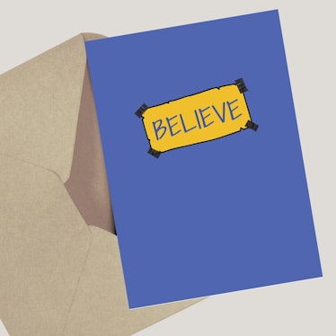This "believe" card is one of the 'Ted Lasso' birthday cards on Etsy that would make a great gift. 