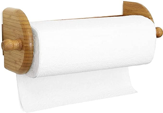 Greenco Premium Bamboo Wall Mount Paper Towel Holder