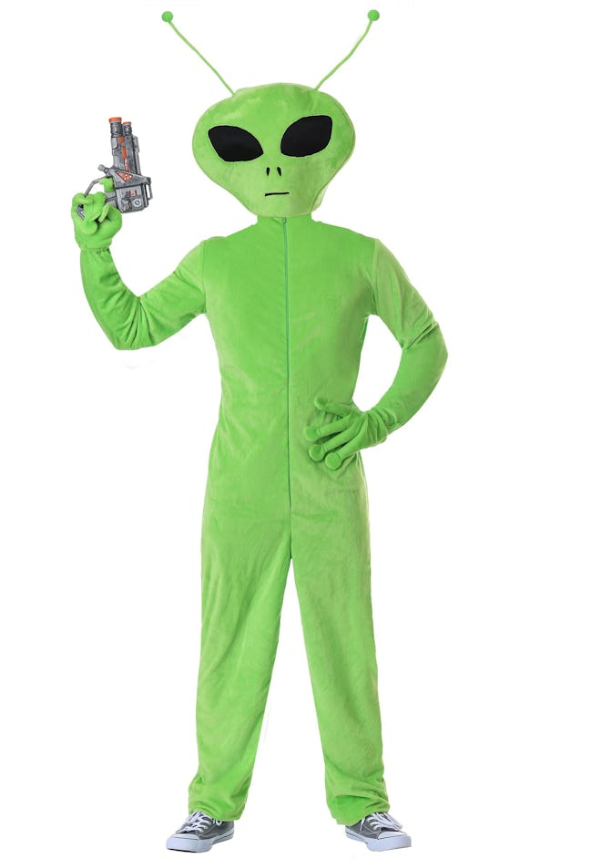 Adult in green alien costume