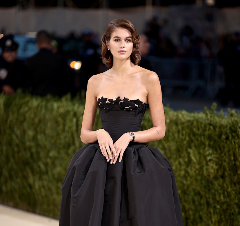 Kaia Gerber attends The 2021 Met Gala Celebrating In America: A Lexicon Of Fashion at Metropolitan M...