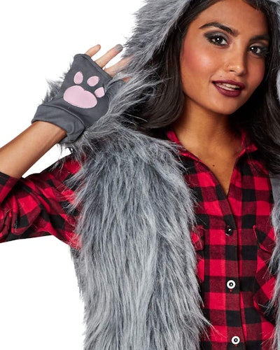 Woman dressed in werewolf costume 
