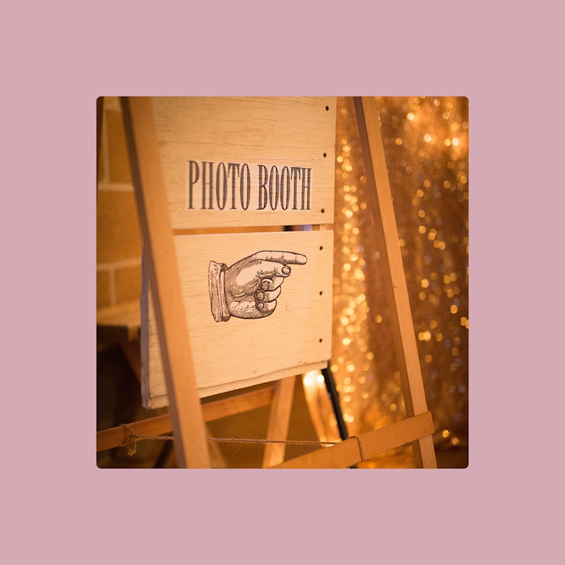 Photo booth sign at a wedding