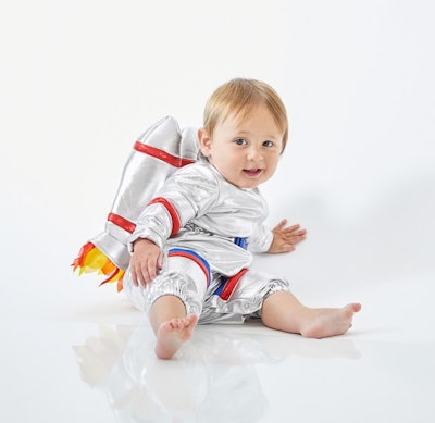 Baby dressed in astronaut costume