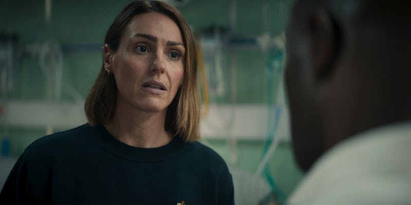 A still from BBC's Vigil shows Amy Silva (SURANNE JONES) giving Newsome (PATERSON JOSEPH) a concerne...