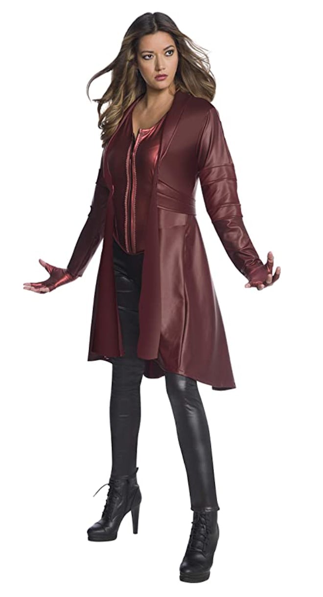 Adult woman in Scarlet Witch costume