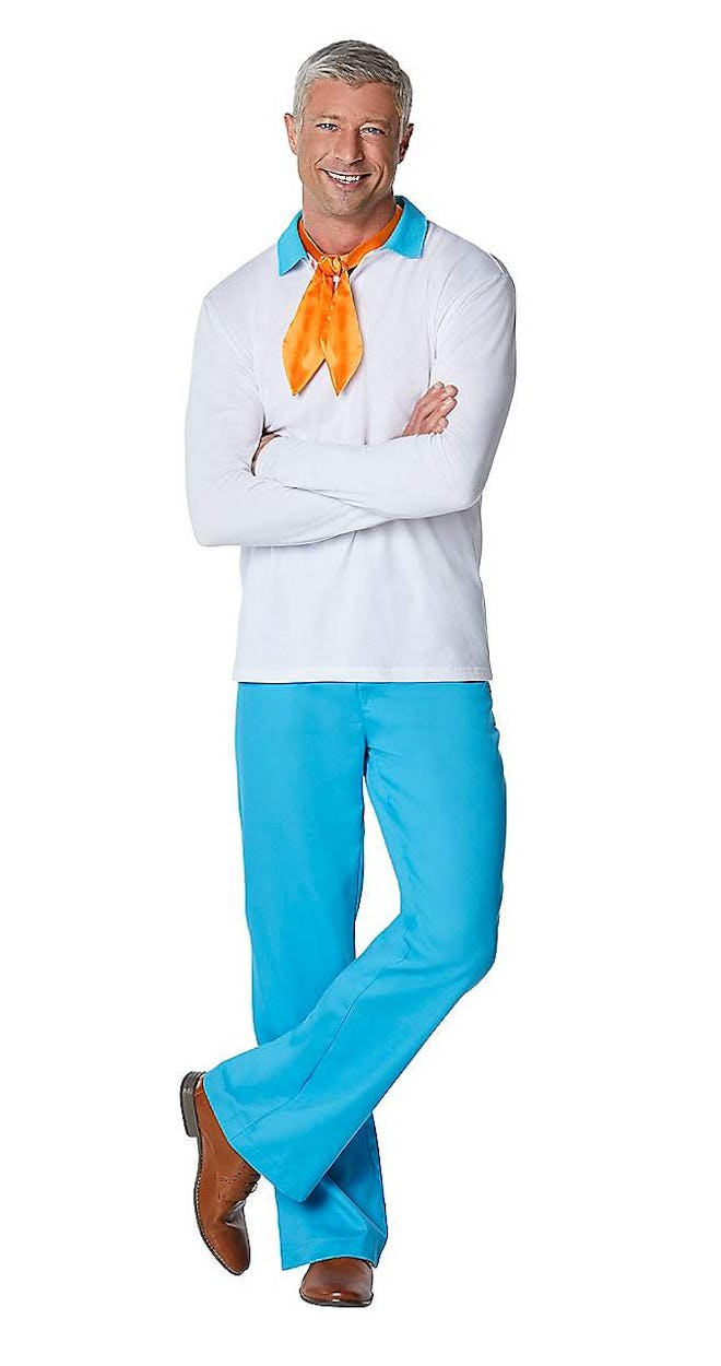 Adult man dressed as Fred from Scooby Doo