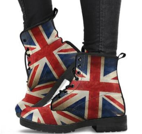 Womens Boots, Union Jack, Vegan Leather