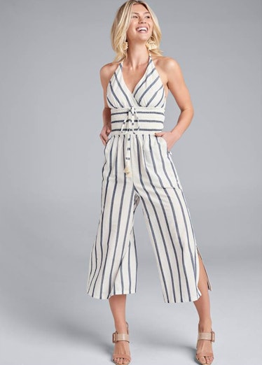 Nicole wears a striped jumpsuit on 'The White Lotus.'