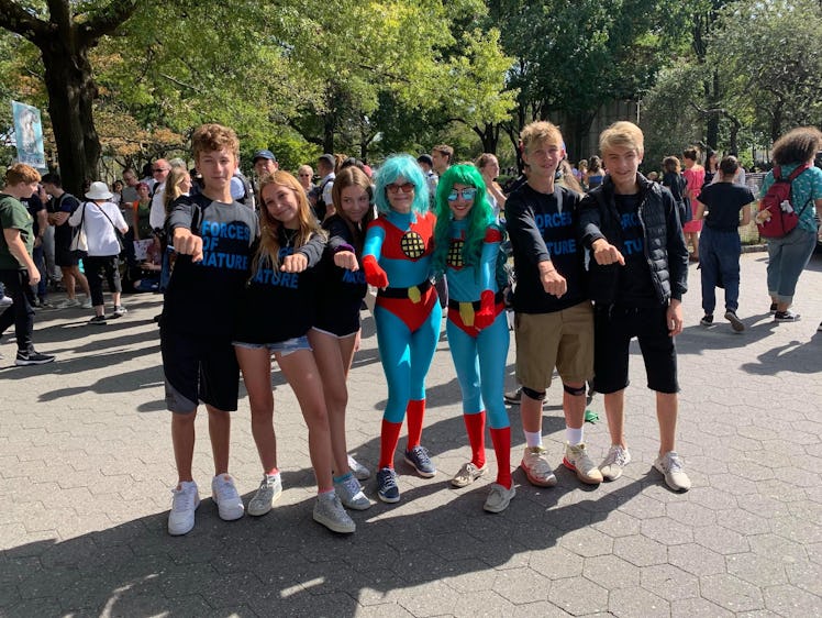 Barbara Pyle with Planeteers and young climate advocates at the 2019 Climate Strike.