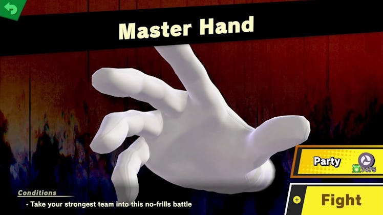 master hand super smash bros ultimate screenshot