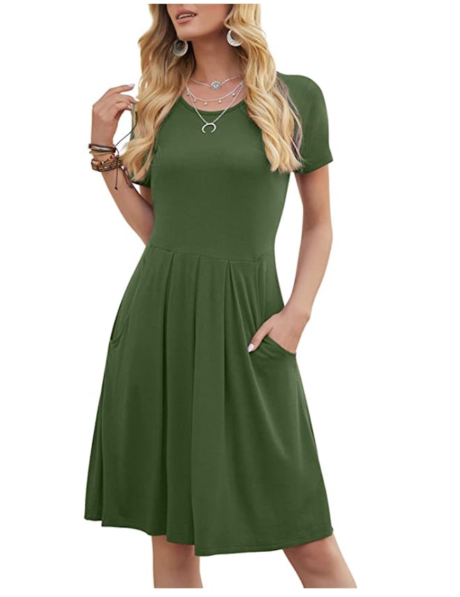 DouBCQ Pleated Dress with Pockets