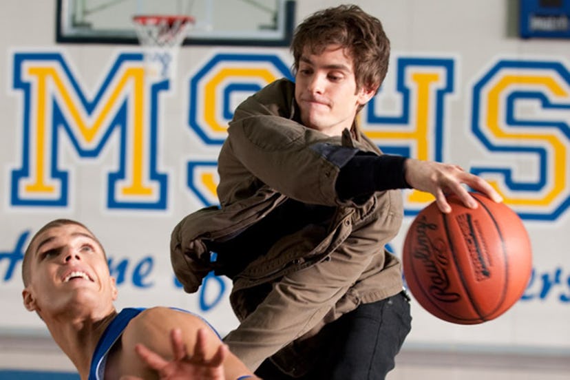 A still from ‘The Amazing Spider-Man’ with Peter Parker (Andrew Garfield) excelling at basketball wi…