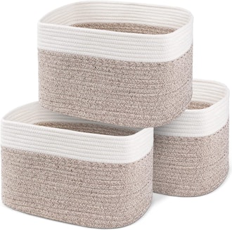 CHAT BLANC 100% Cotton Rope Basket (3-Pack)
