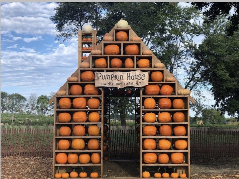 a house made out of pumpkins at Happy Day Farm in New Jersey