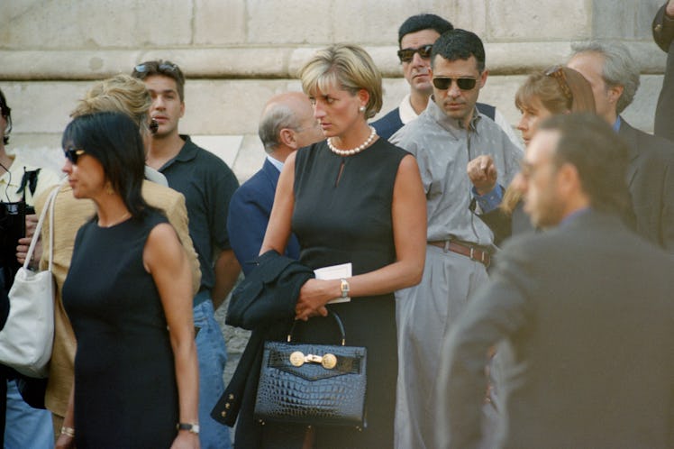 Lady Diana, Princess of Wales, attends the last tribute to Italian fashion designer Gianni Versace a...