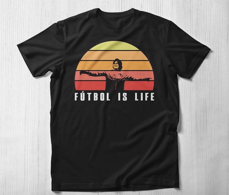 This "futbol is life" shirt is one of many 'Ted Lasso' shirts on Etsy you can buy.