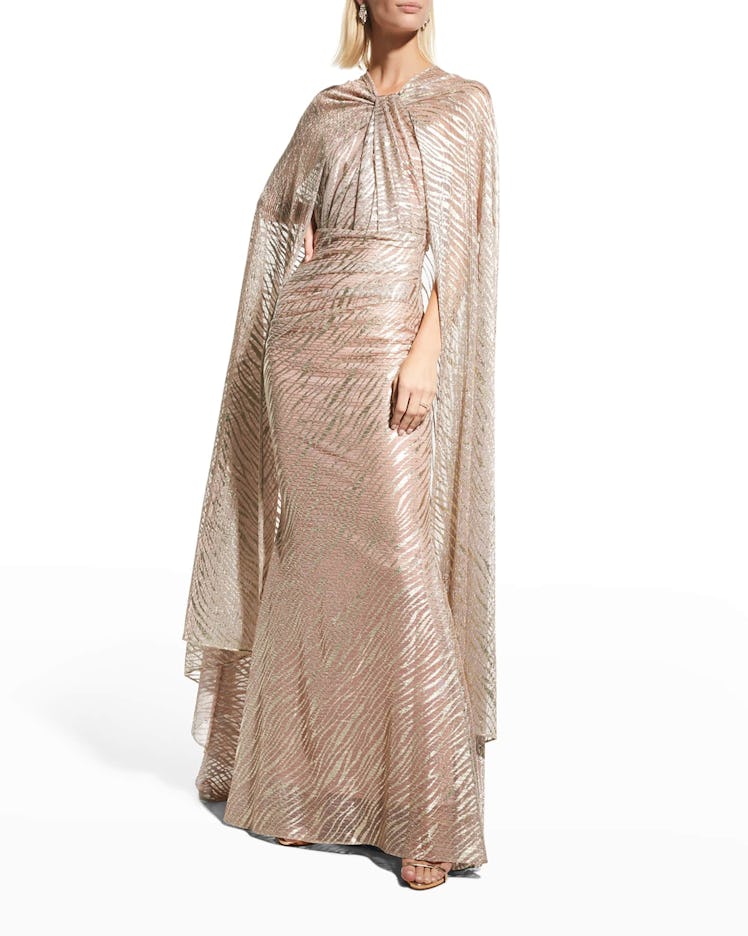 Coppelia Draped Cape Gown