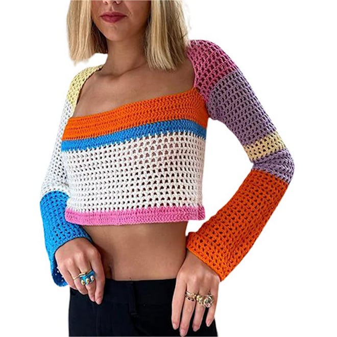 Meihuida Pullover Cropped Sweater