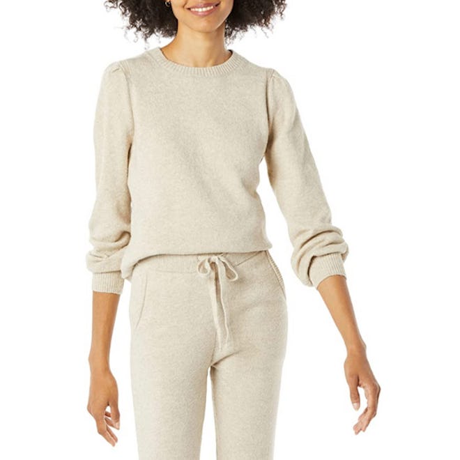 Amazon Essentials Pleated Shoulder Crewneck Sweater