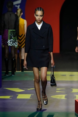A model walks the runway during the Dior fashion show during Paris Women's Fashion Week Spring/Summe...