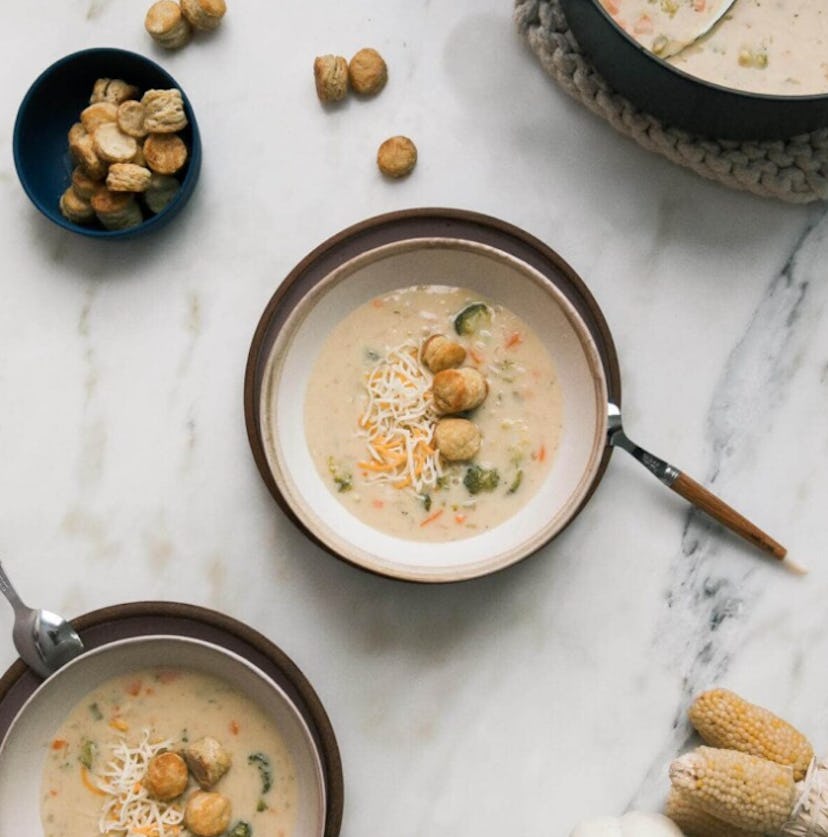 Broccoli cheddar soup is one kid-friendly soup recipe to make.