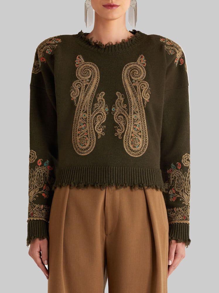 Jumper With Ornamental Paisley Embroidery