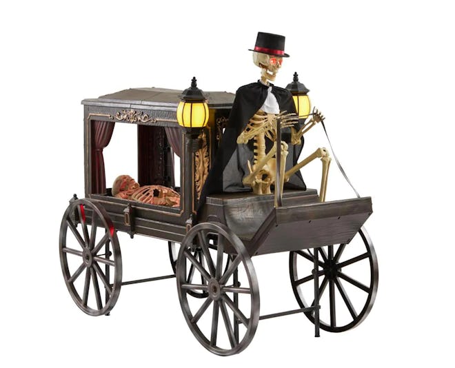 Skeleton driving carriage; Halloween decor