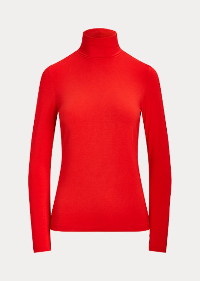 red jersey knit turtle neck from ralph lauren