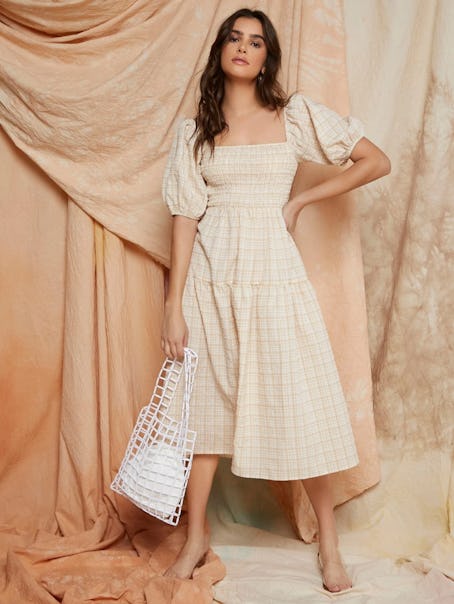 Gingham Puff Sleeve Dress