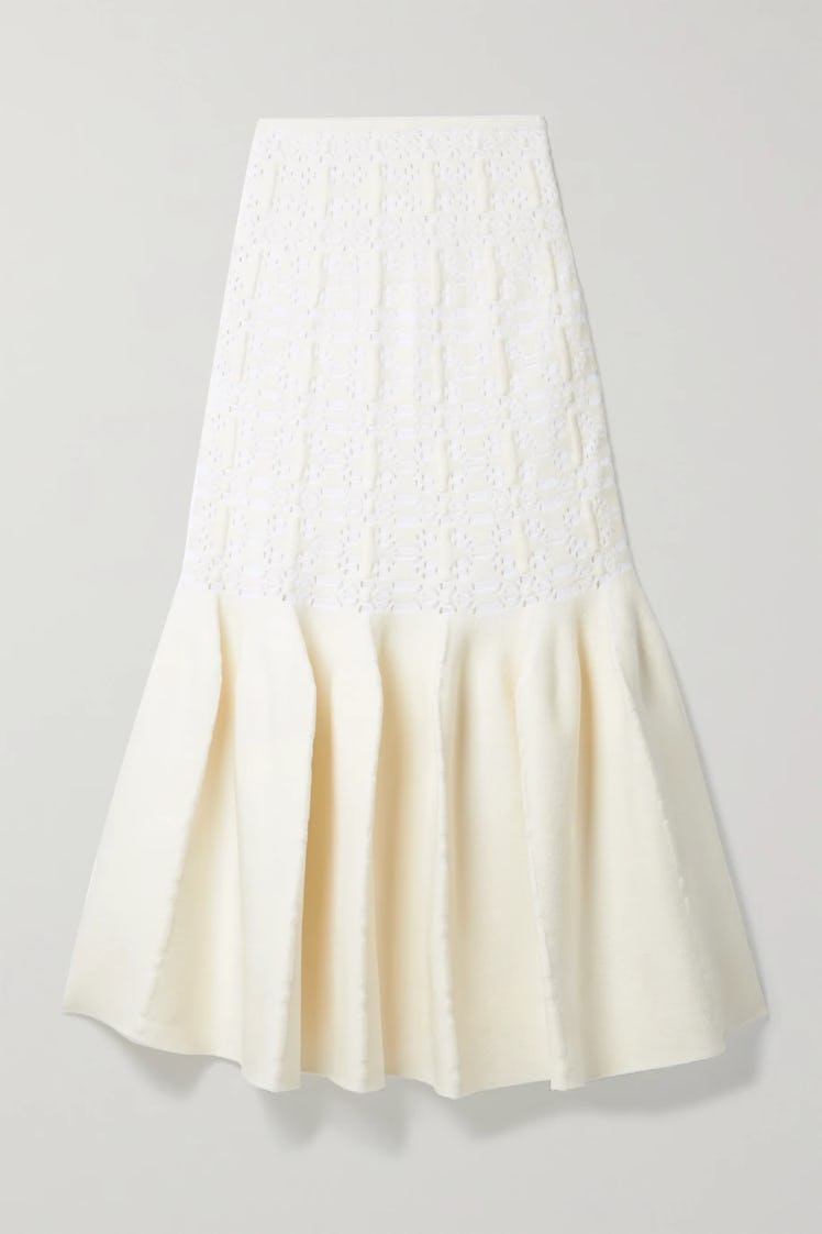Tiered Cutout Velvet-Jacquard Maxi Skirt