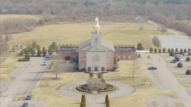 an aerial photo of the Remnant Fellowship Church