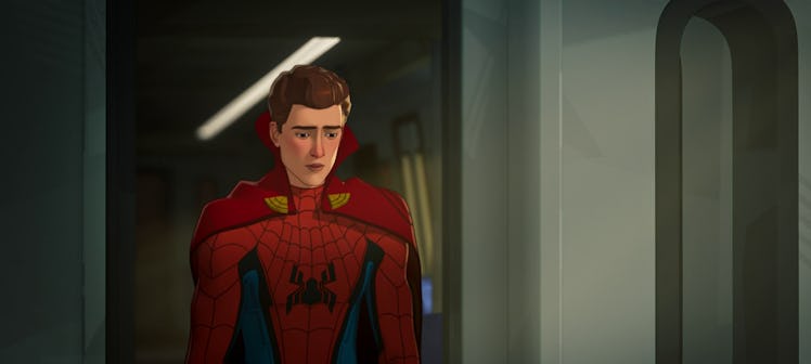 Peter Parker wearing the Cloak of Levitation in What If...? Episode 5