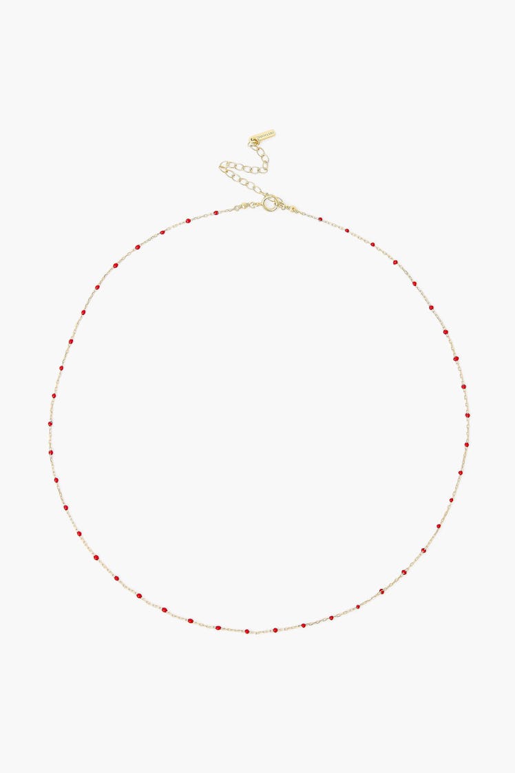 Poppy Red Enamel Bead Necklace Chan Luu