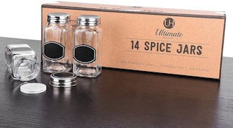 Ultimate Hostess Square Glass Spice Bottle Set (14-Pack)