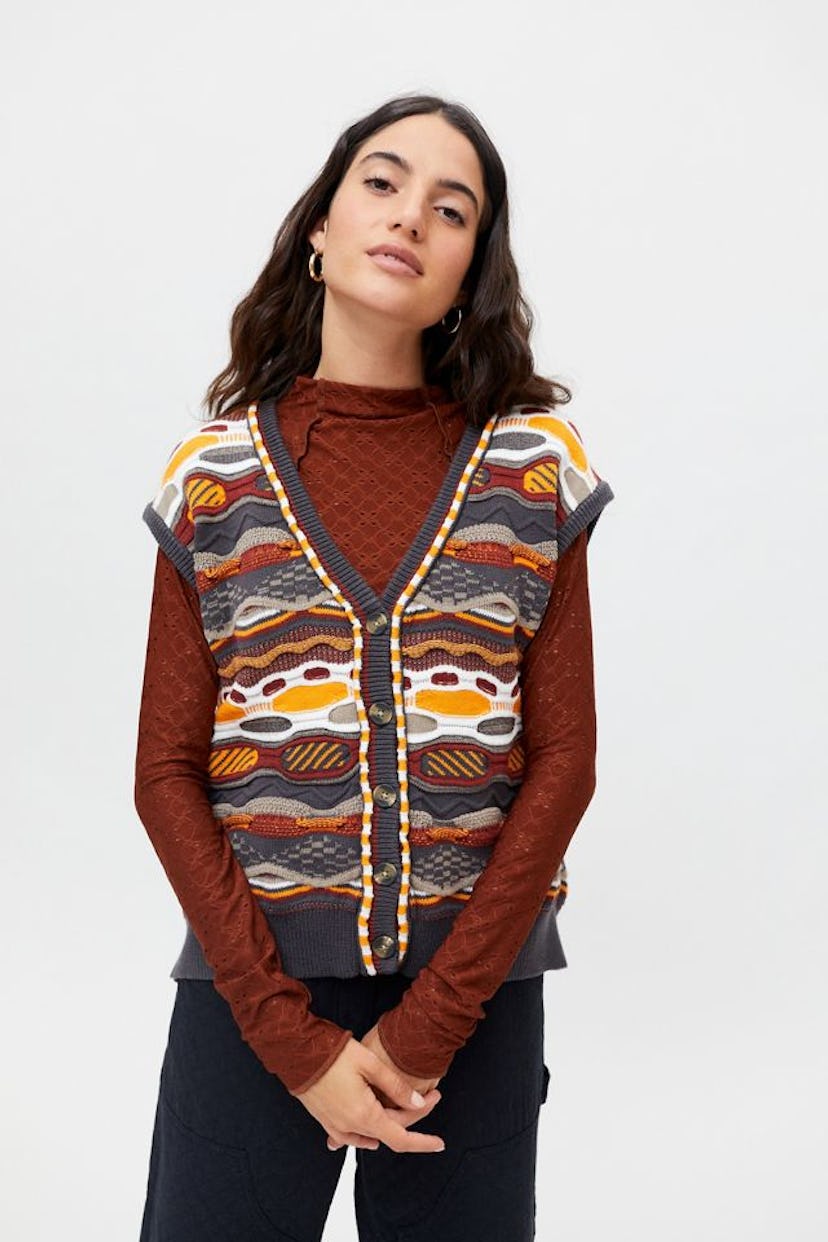 BDG Maclaine Patterned Sweater Vest