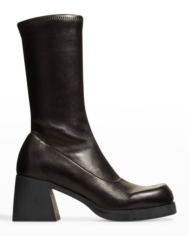 Elke Stretch Leather Mid Boots