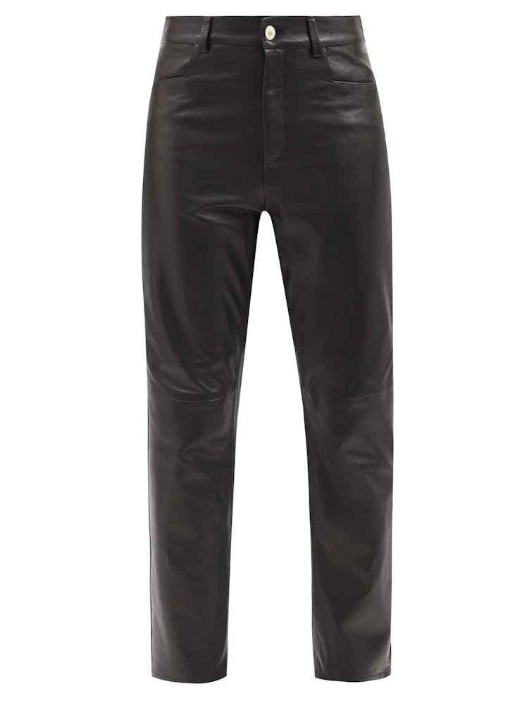 WANDLER Carnation leather cropped-leg trousers