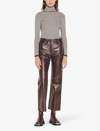 Bootcut Mid-Rise Leather Trousers