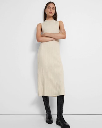 Cable-Knit Dress in Wool-Viscose Crepe