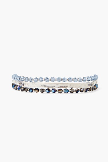 Denim Blue Crystal And Silver Bar Naked Wrap Bracelet  Chan Luu